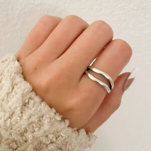 925 Sterling Silver Dainty Ring Minimalist Ring Wave Ring Stackable Ring